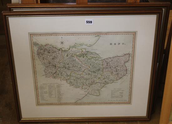 Ebdens map of Sussex and a similar map of Kent(-)